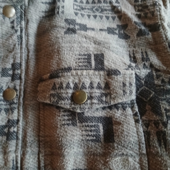 Ariat Mens Gray Patterned Button-Up Jacket Like New Size L - Picture 4 of 5